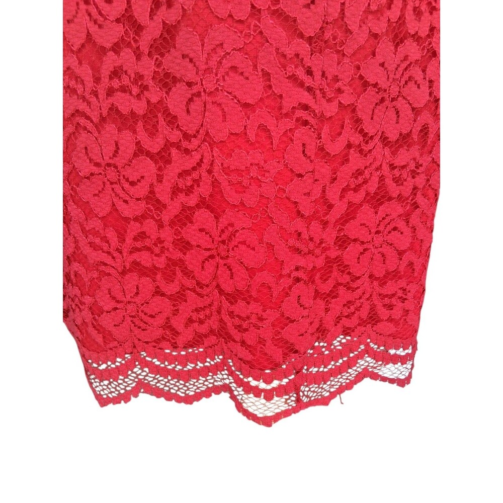 Elle Red Lace Pencil Skirt Size 6 - Picture 3 of 10